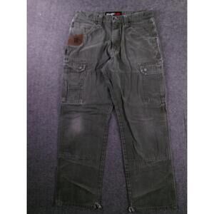 Riggs Workwear Carpenter Pants Men 32X31 Olive Green Distressed Utility Wrangler